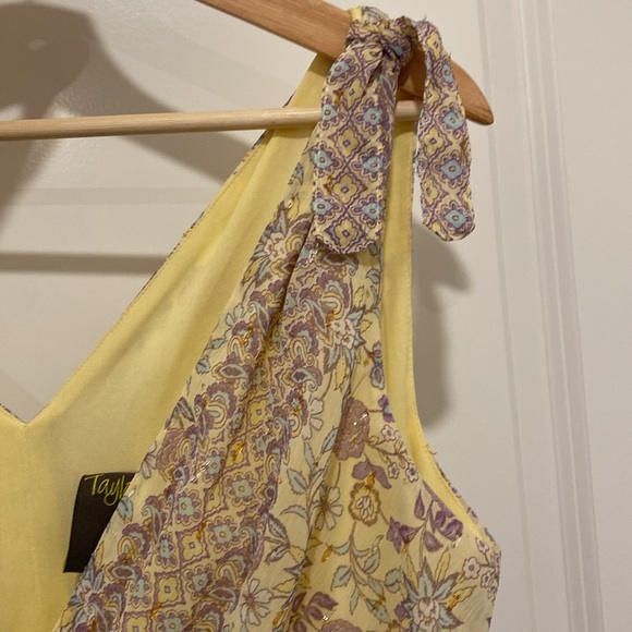 Taylor Yellow Purple Floral Sleeveless Maxi Dress size M - Picture 6 of 13